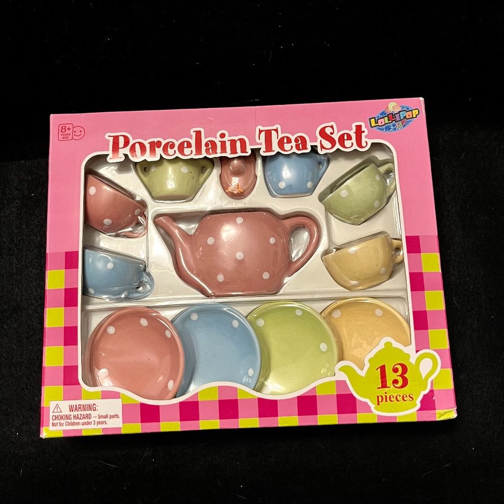 NWOT Lollipop Porcelain Childs Tea Set 13 Pieces